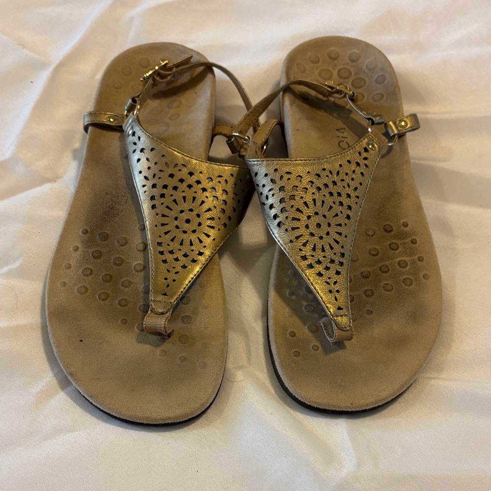 Vionic Gold Perforated Sandals